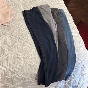 Set of four Kids legging in Light and Dark Blue, Gray, and Black